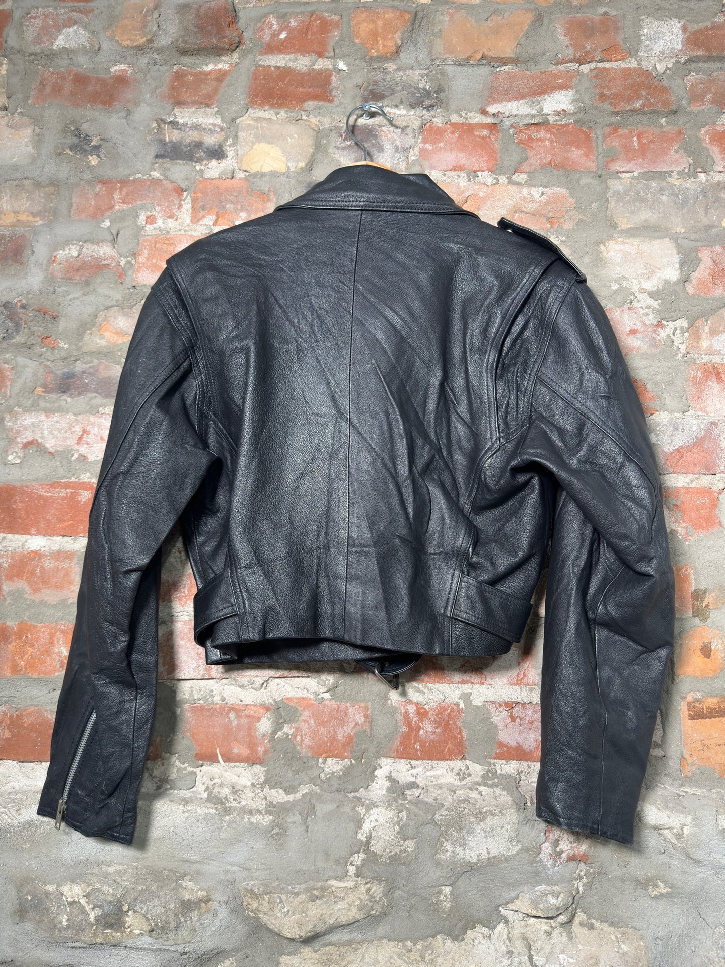 Vtg Wilsons Leather Biker Jacket Sz S