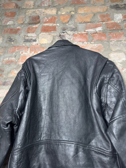 Vtg Unik International Leather Biker Jacket Sz L