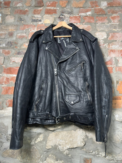 Vtg River Road Leather Biker Jacket Sz XXL