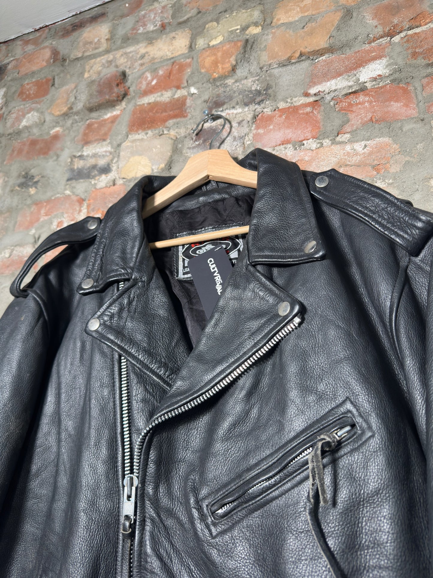 Vtg River Road Leather Biker Jacket Sz XXL