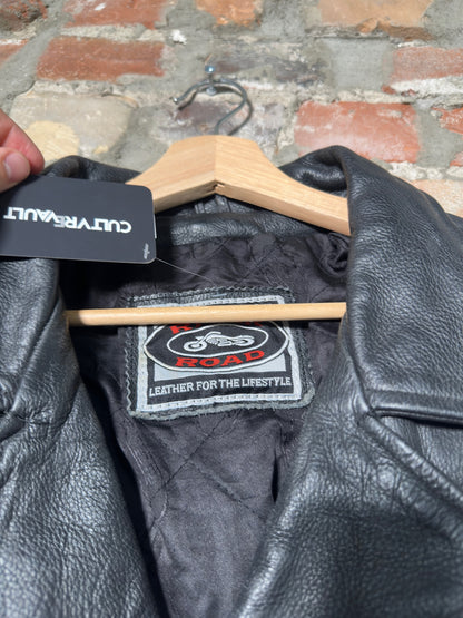 Vtg River Road Leather Biker Jacket Sz XXL