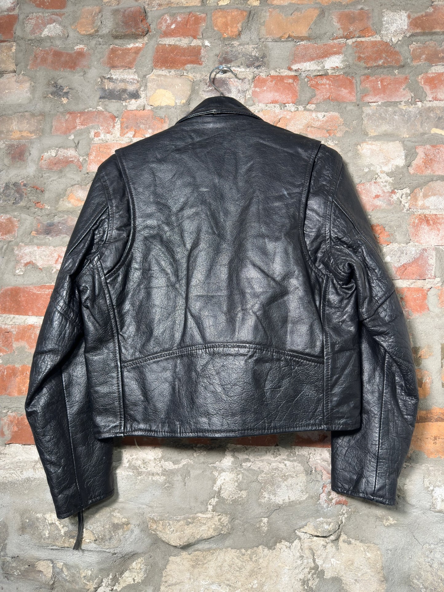 Vtg Hide Out Leather Biker Jacket Sz M