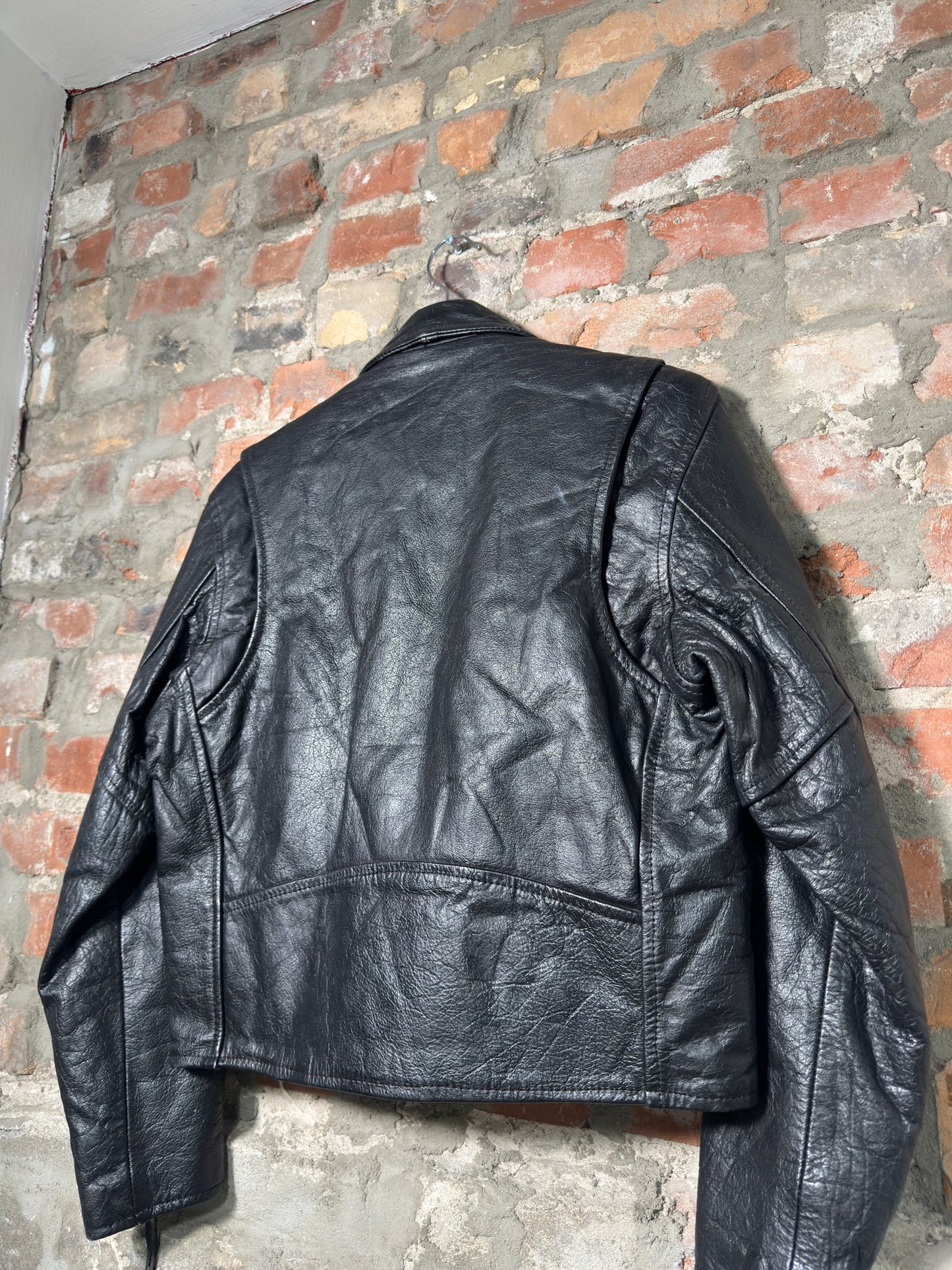 Vtg Hide Out Leather Biker Jacket Sz M