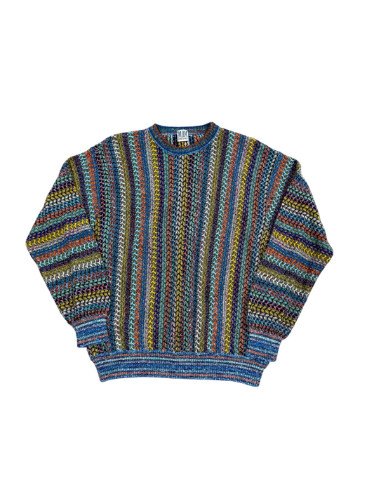 (M) Vintage 90s Mondo Di Marco Chain Knit Multi Colour Sweater