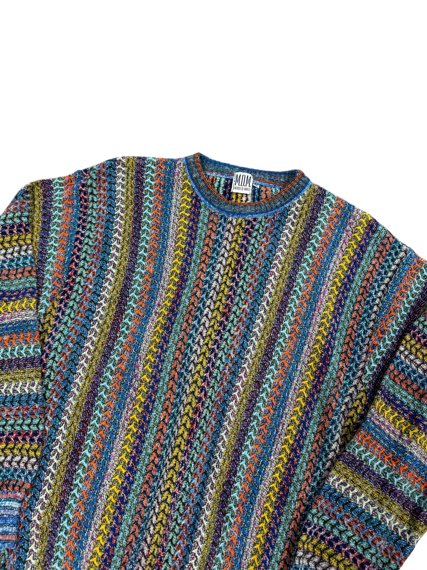 (M) Vintage 90s Mondo Di Marco Chain Knit Multi Colour Sweater