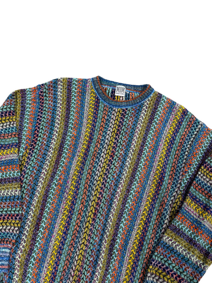 (M) Vintage 90s Mondo Di Marco Chain Knit Multi Colour Sweater