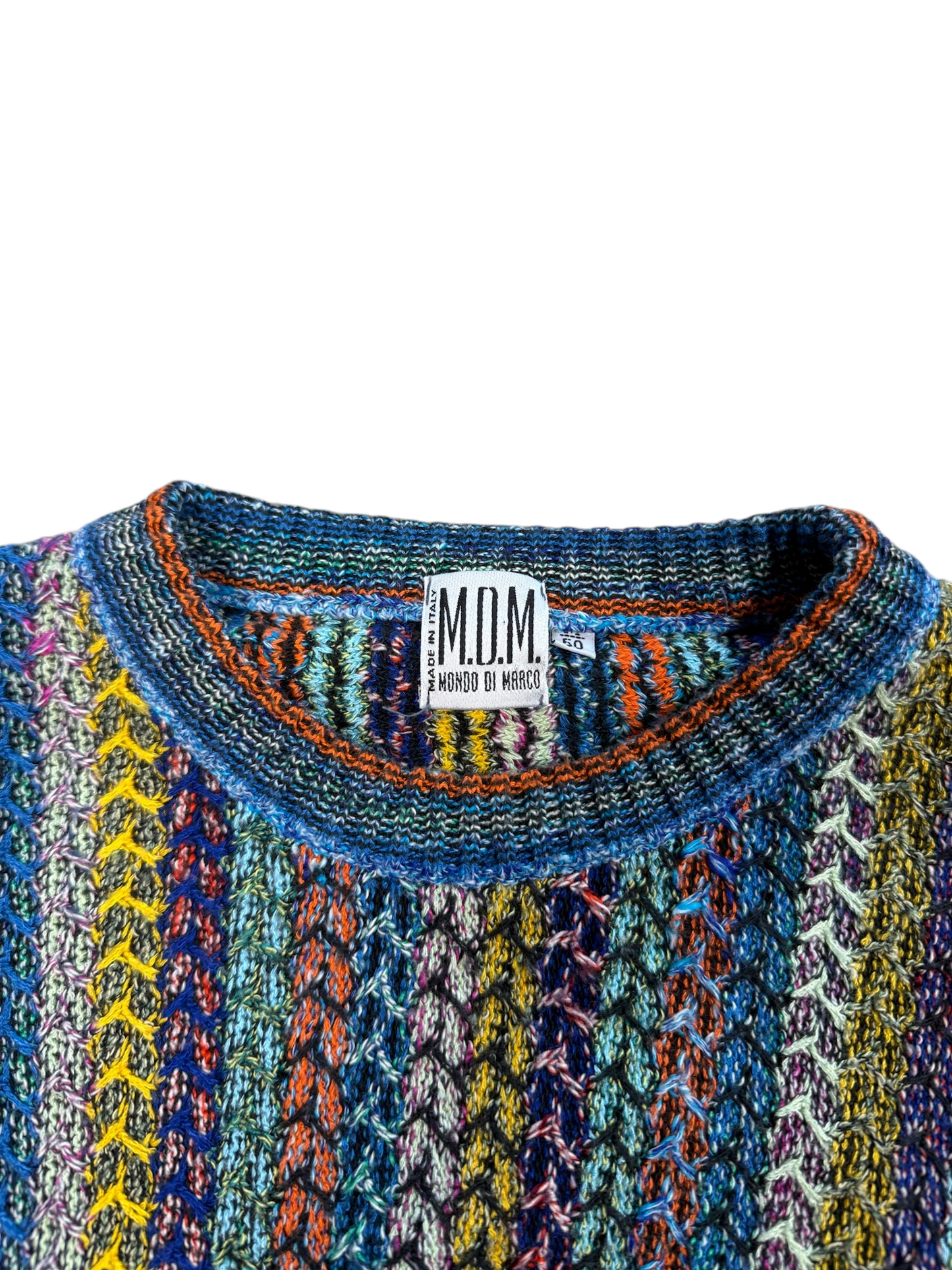 (M) Vintage 90s Mondo Di Marco Chain Knit Multi Colour Sweater