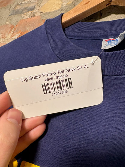 Vtg Spam Promo Tee Navy Sz XL