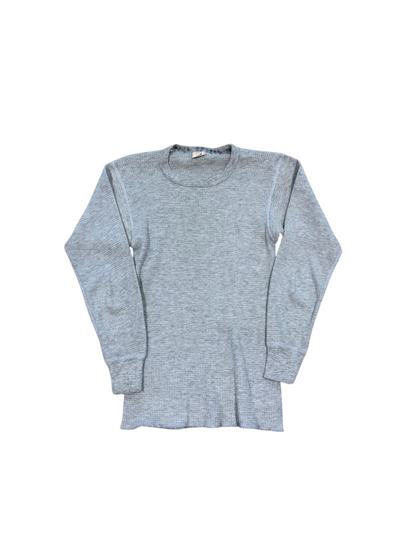 (L) Vintage 80s Grey Waffle Long Sleeve Undershirt