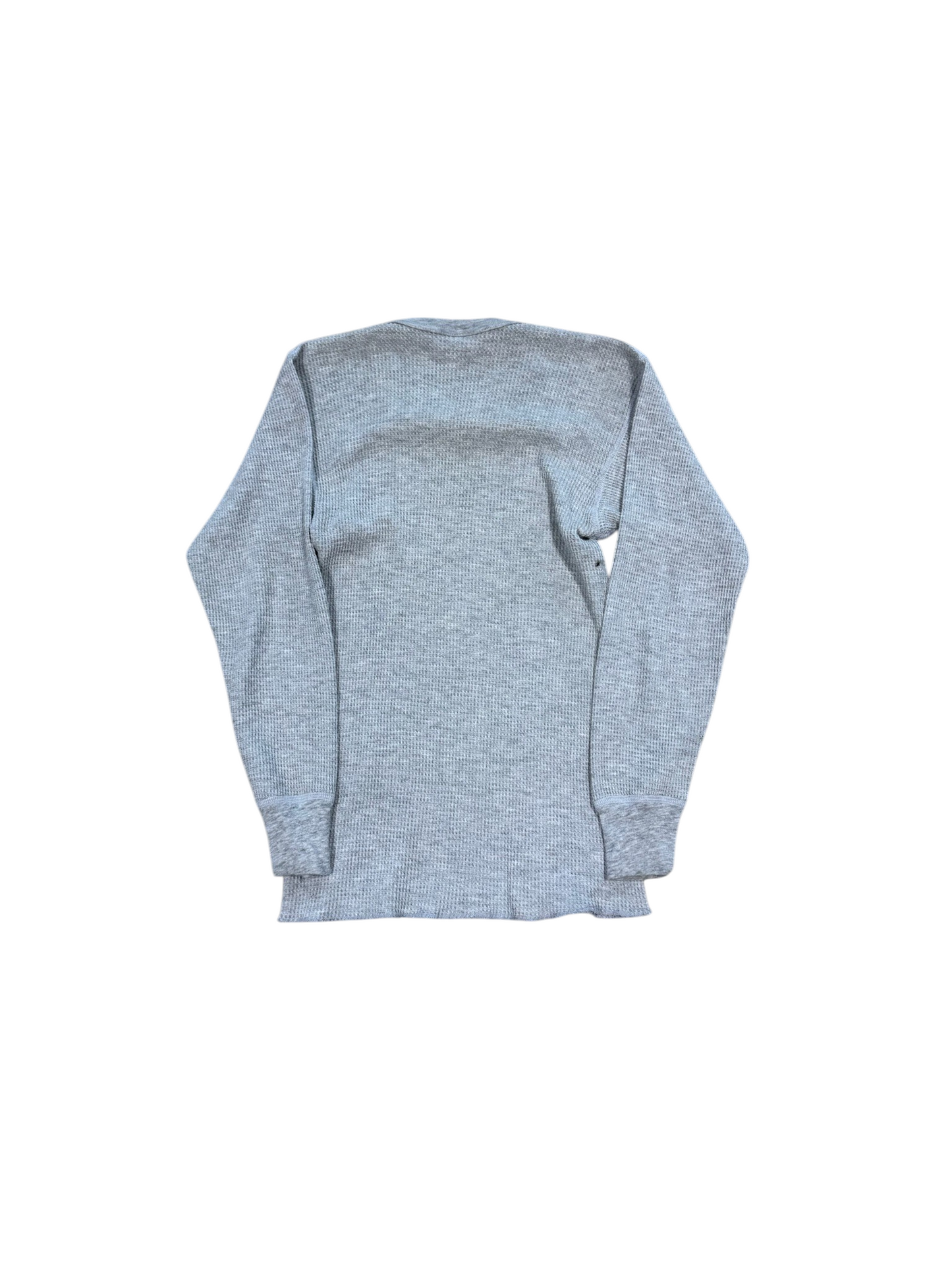 (L) Vintage 80s Grey Waffle Long Sleeve Undershirt