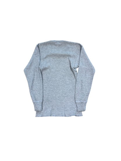 (L) Vintage 80s Grey Waffle Long Sleeve Undershirt