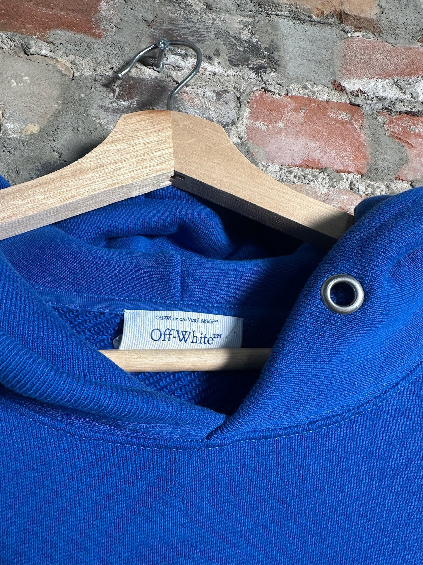 Off White Abloh Collection Hoodie Blue Sz M