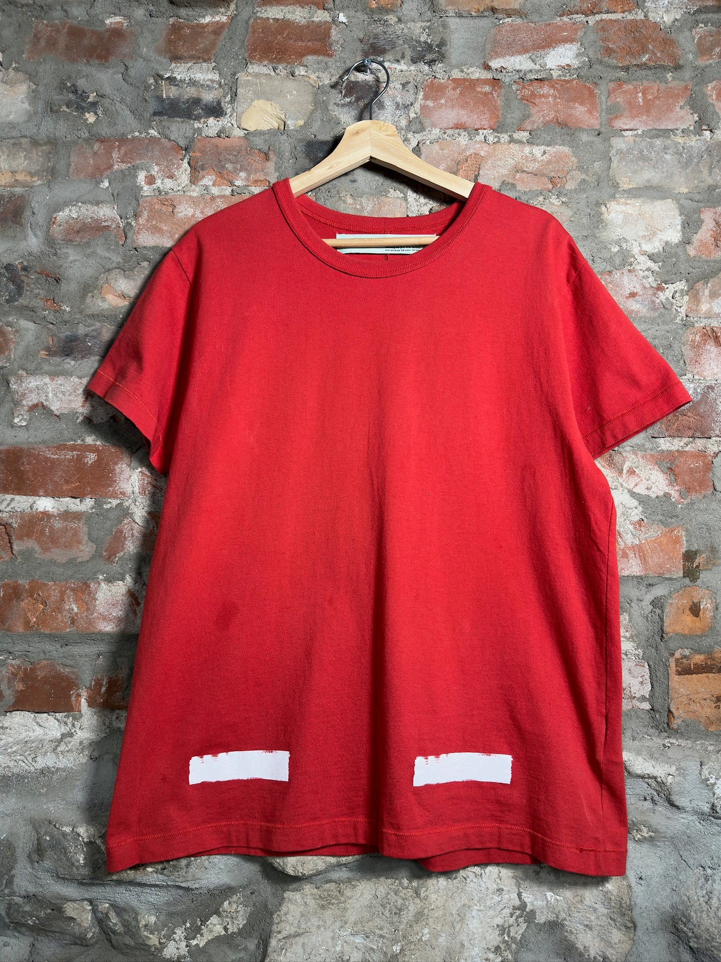 Off White Diagonal Stripes Tee Red Sz S