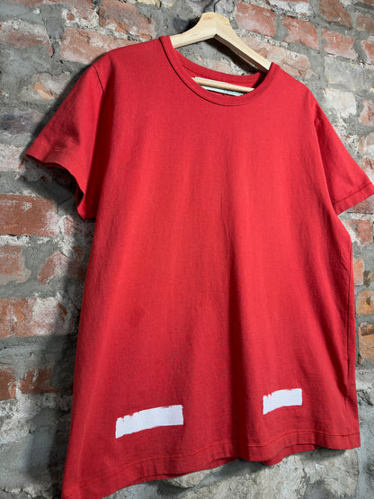 Off White Diagonal Stripes Tee Red Sz S