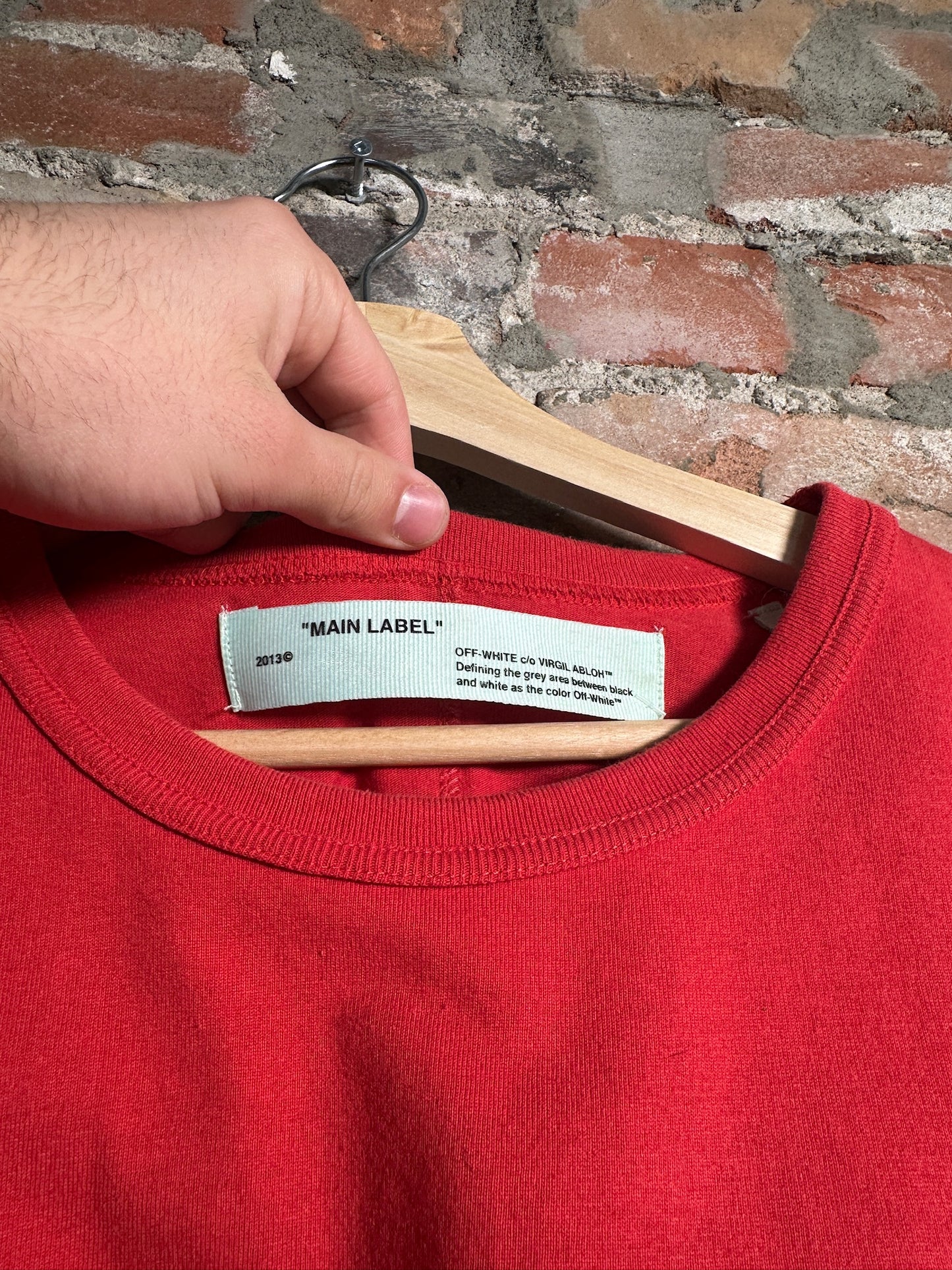 Off White Diagonal Stripes Tee Red Sz S