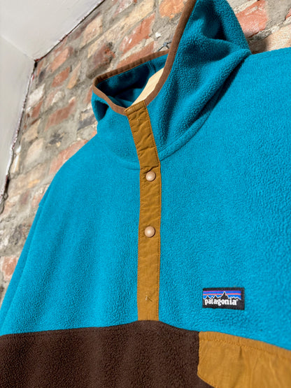 90s Patagonia Synchilla Button Up Hooded Fleece Sz XL
