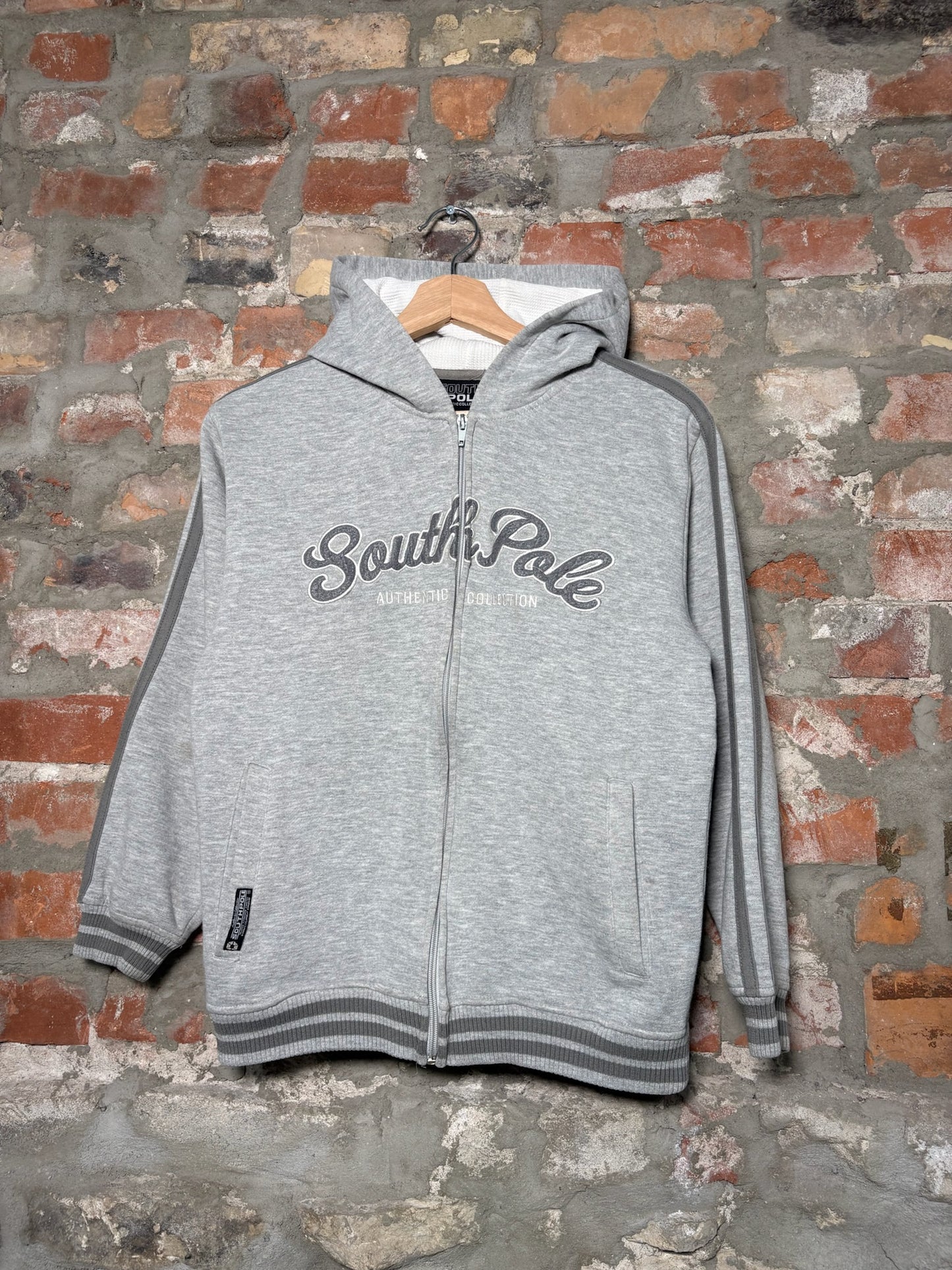Y2K Southpole Zip-Up Hoodie Grey Sz M