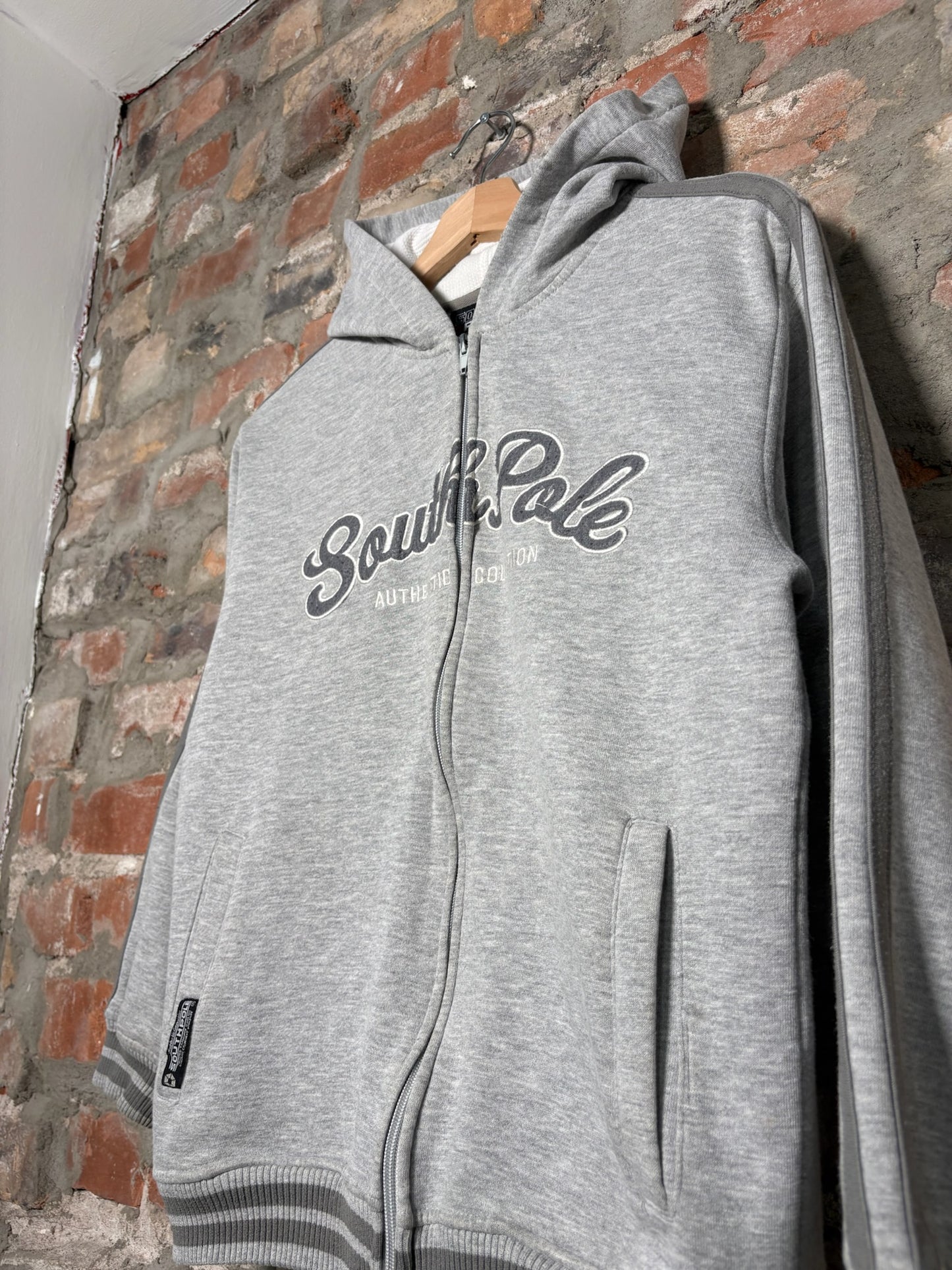 Y2K Southpole Zip-Up Hoodie Grey Sz M