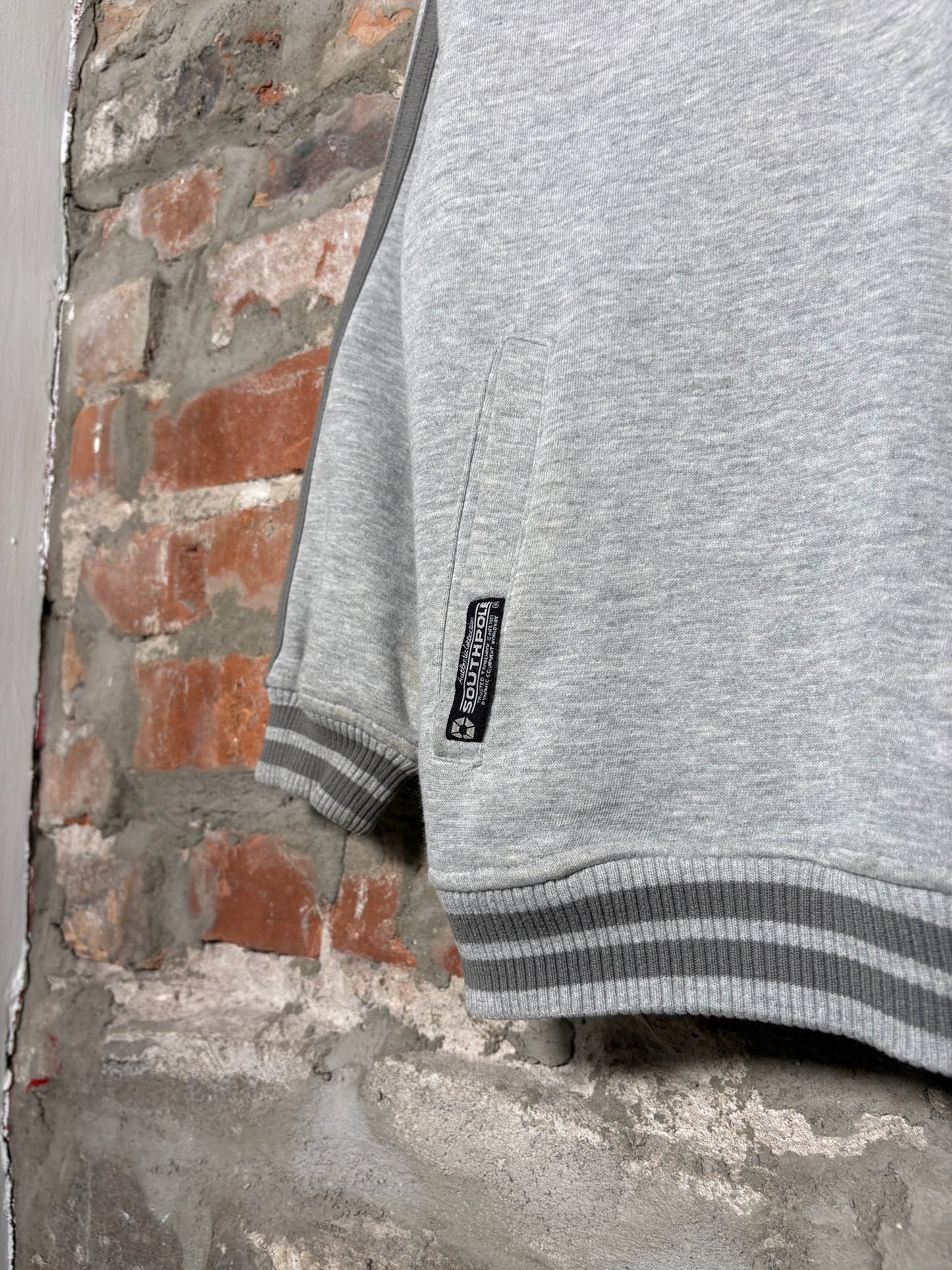 Y2K Southpole Zip-Up Hoodie Grey Sz M
