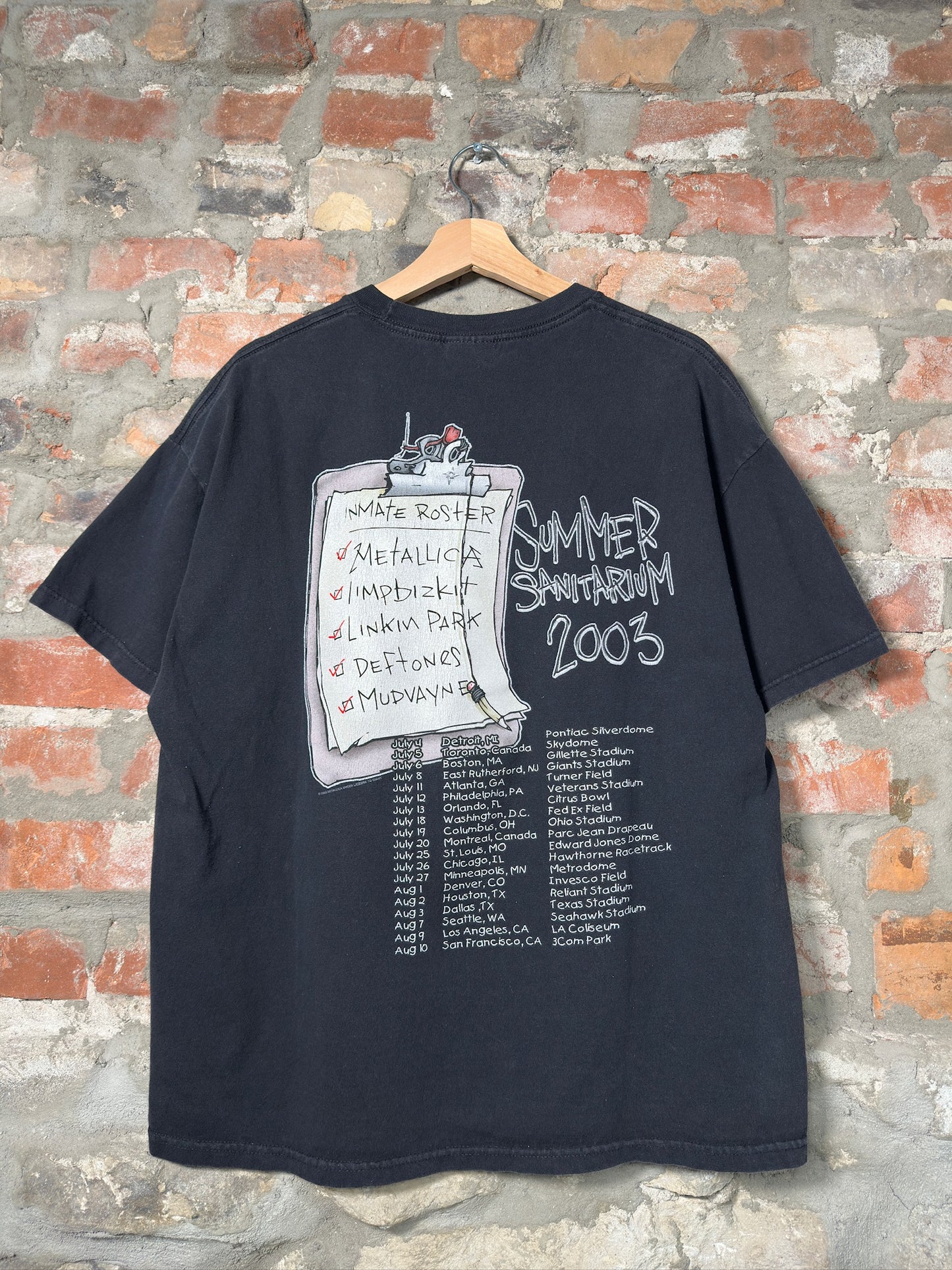 2003 Metallica Summer Sanitarium Tour Tee Sz XL
