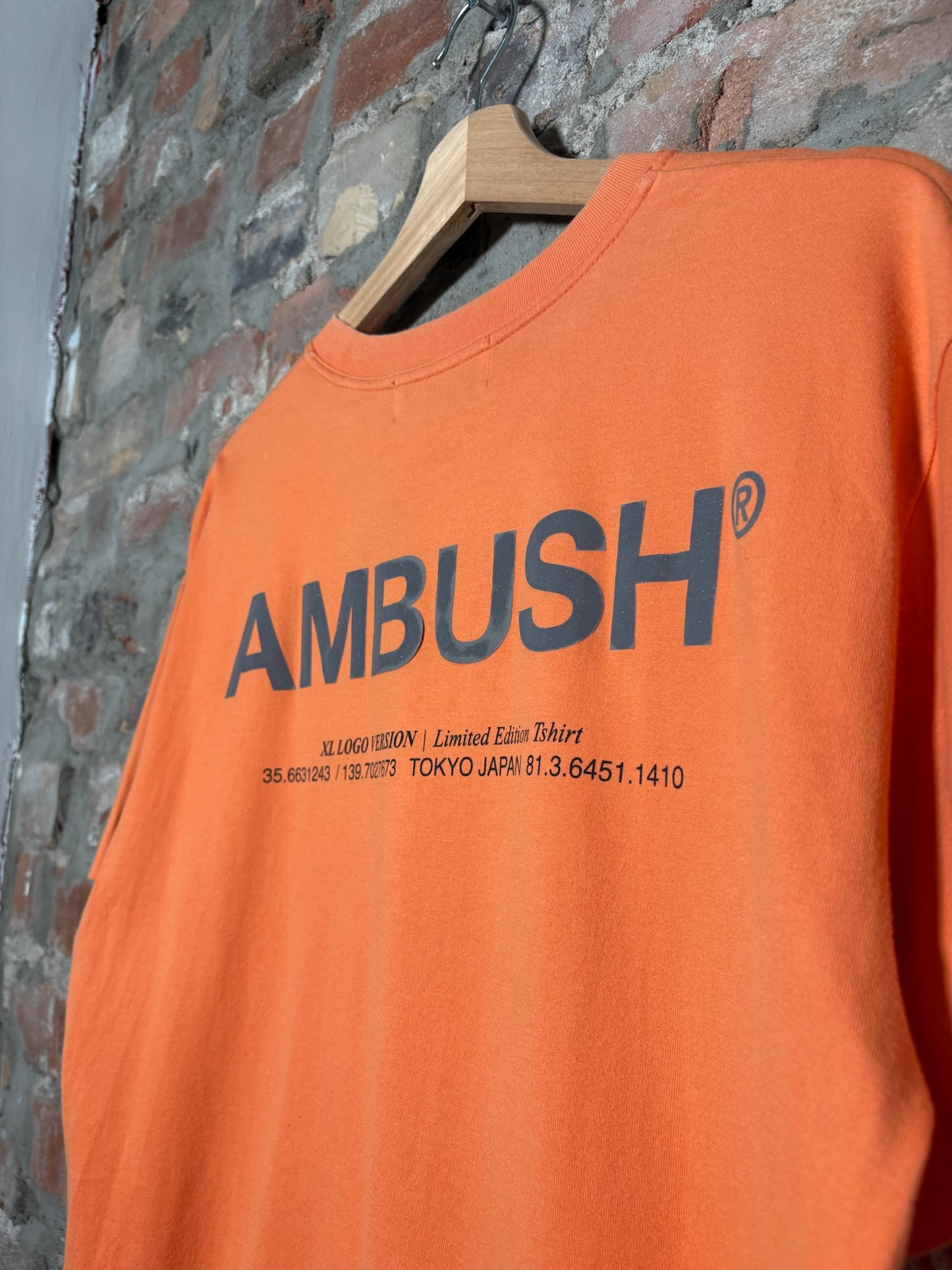 Ambush Script Orange Tee Sz L