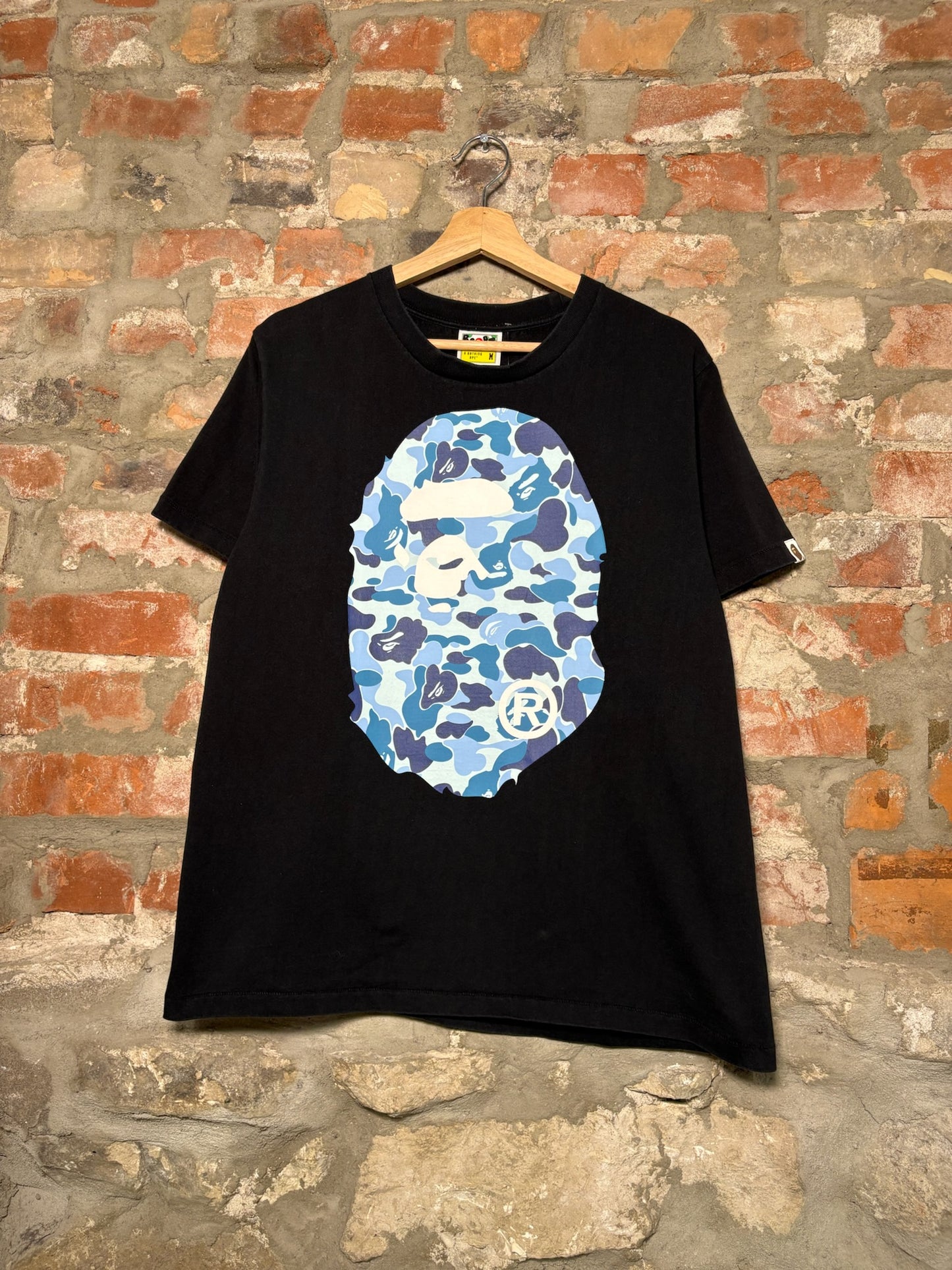 Bape Blue Camo Ape Tee Black Sz M