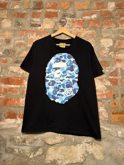 Bape Blue Camo Ape Tee Black Sz M