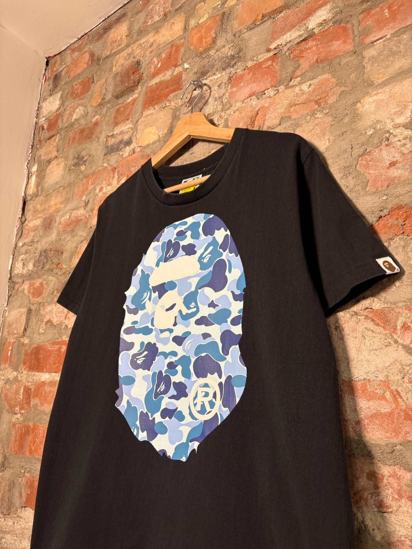 Bape Blue Camo Ape Tee Black Sz M