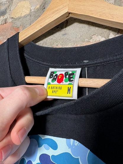 Bape Blue Camo Ape Tee Black Sz M