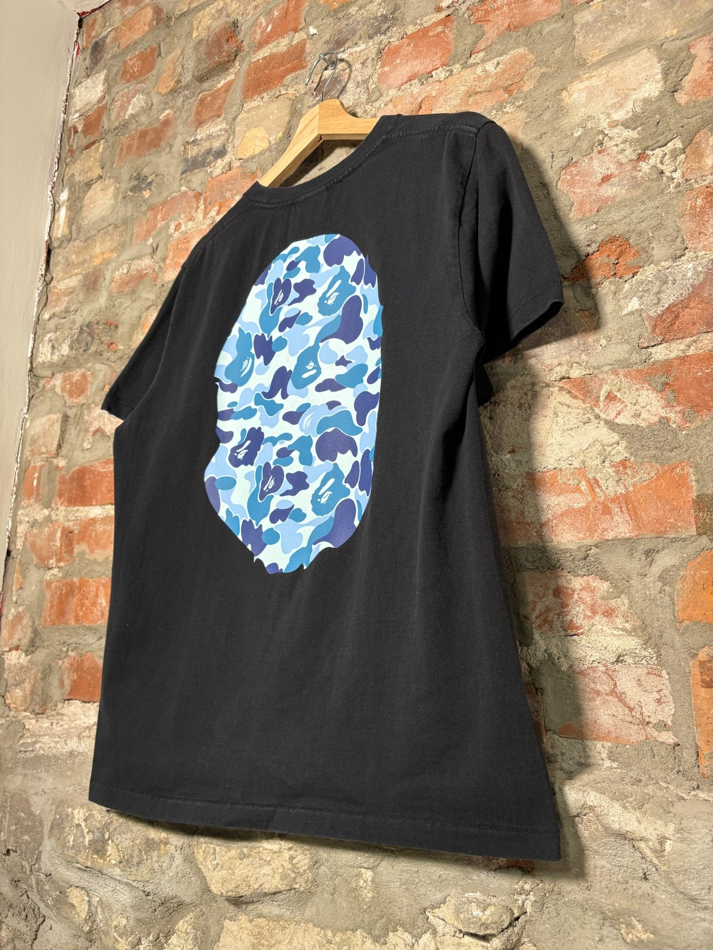 Bape Blue Camo Ape Tee Black Sz M