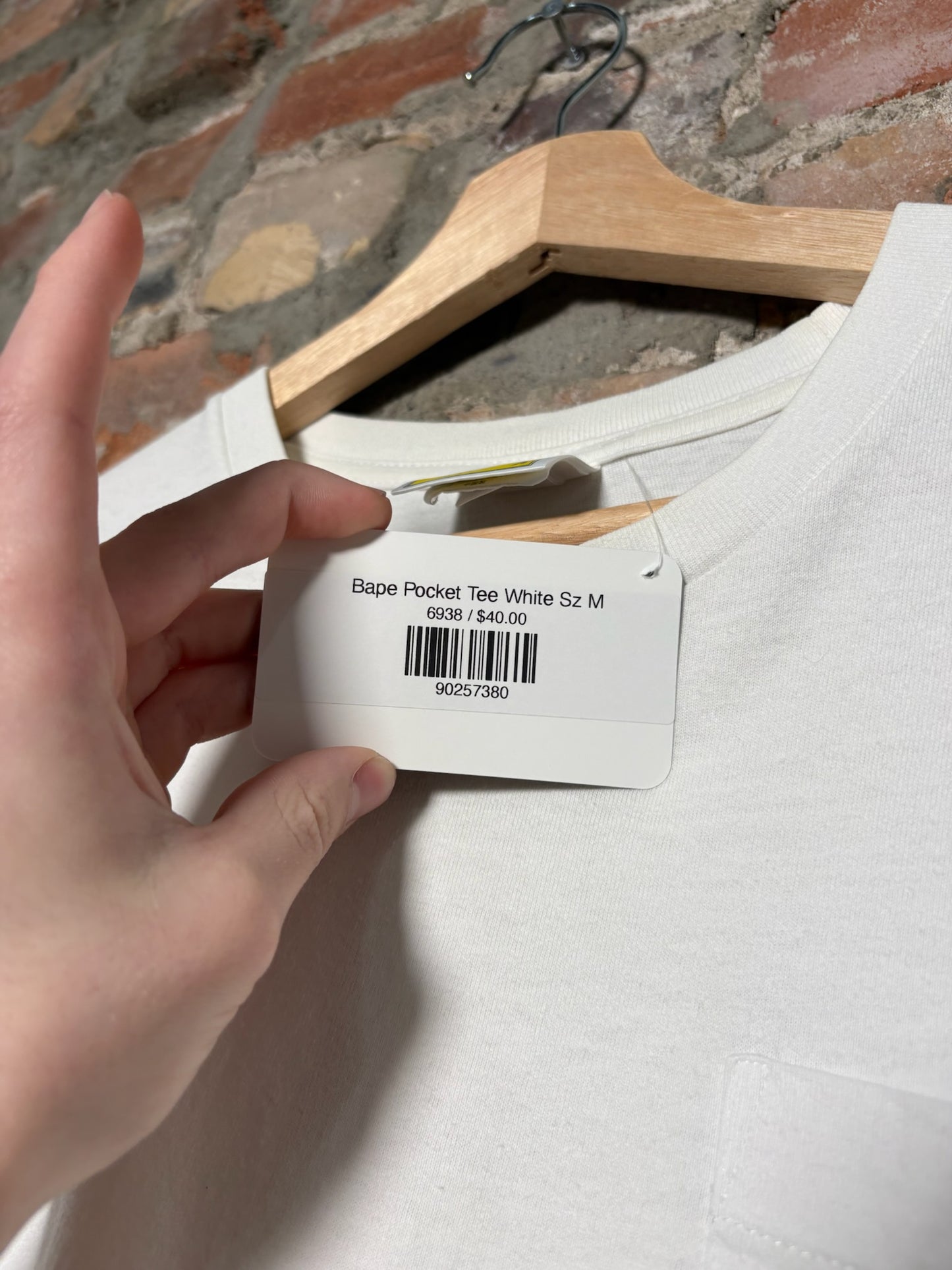 Bape Pocket Tee White Sz M