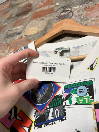 Kenzo Stamps All Over Print Tee Sz L