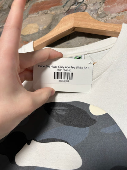 Bape Big Head Grey Ape Tee White Sz S