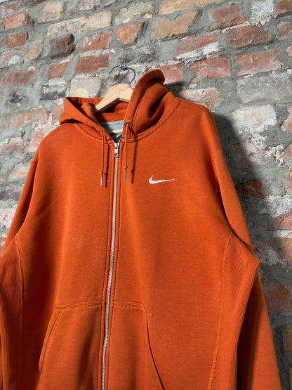 00s Nike Mini Swoosh Zip Up Hoodie Orange Sz XL