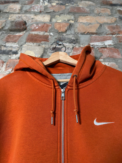 00s Nike Mini Swoosh Zip Up Hoodie Orange Sz XL