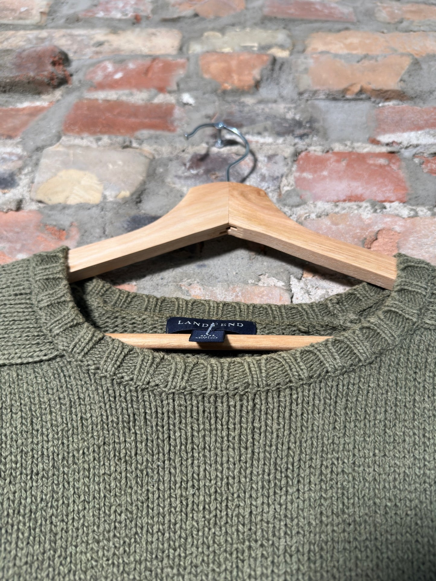 00s Lands End Sage Knit Sweater Sz L