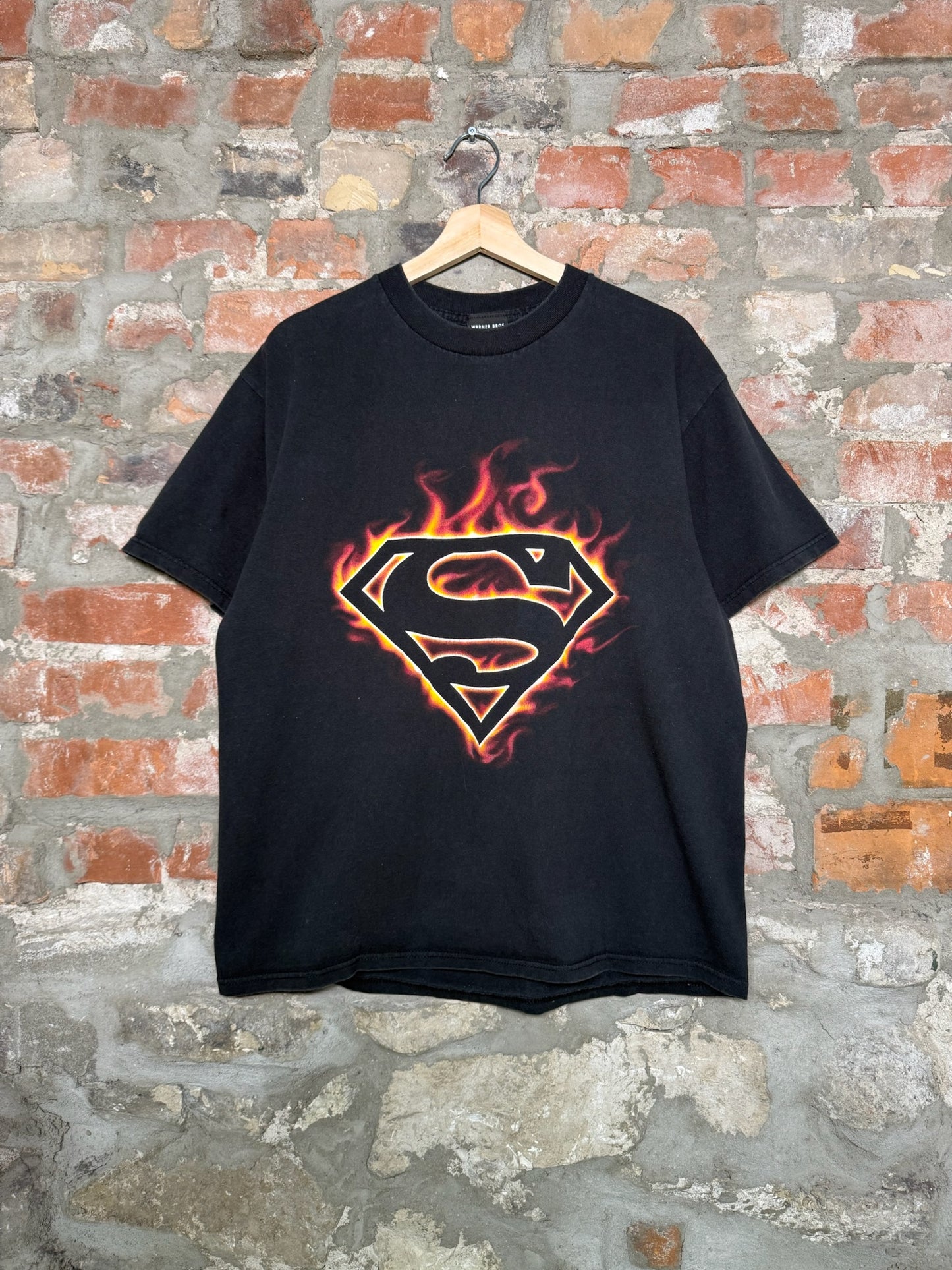 (L) 00s Superman Flames Warner Brothers T-Shirt