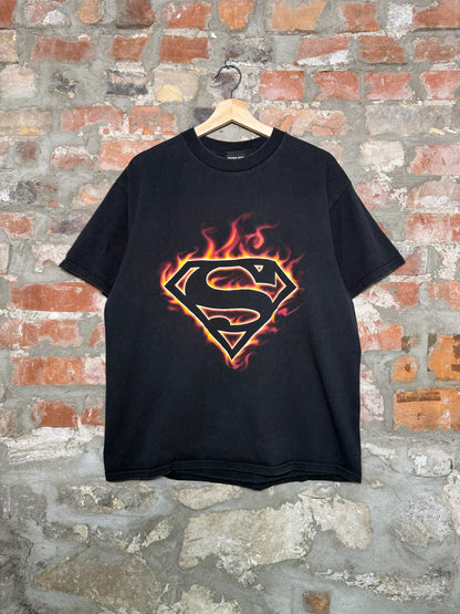 (L) 00s Superman Flames Warner Brothers T-Shirt