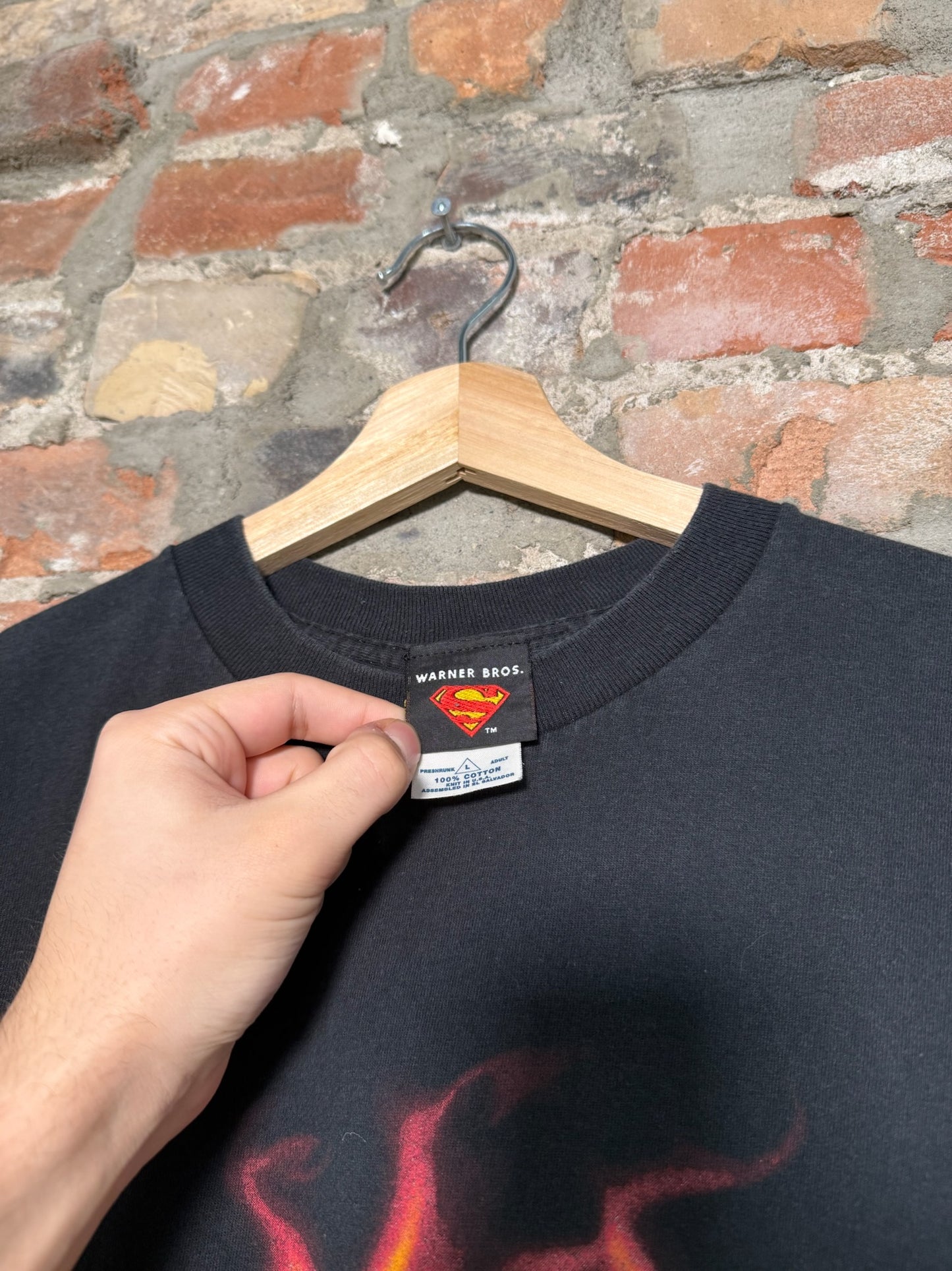 (L) 00s Superman Flames Warner Brothers T-Shirt