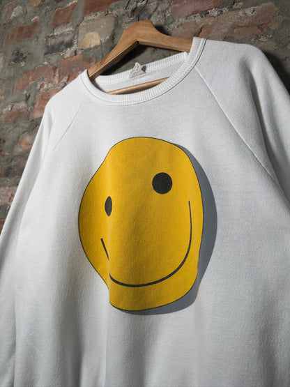 90s Smiley Face Crewneck White Sz L