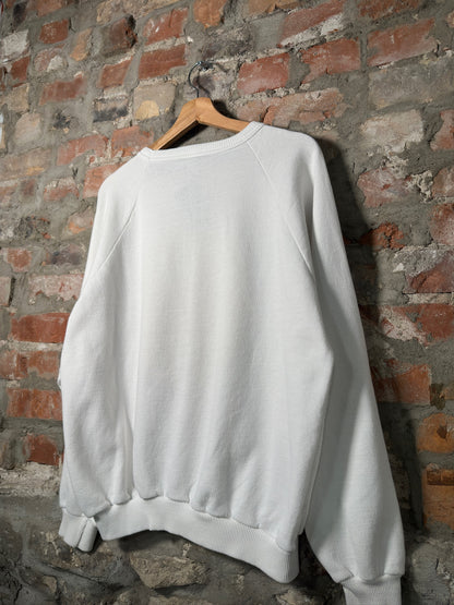 90s Smiley Face Crewneck White Sz L