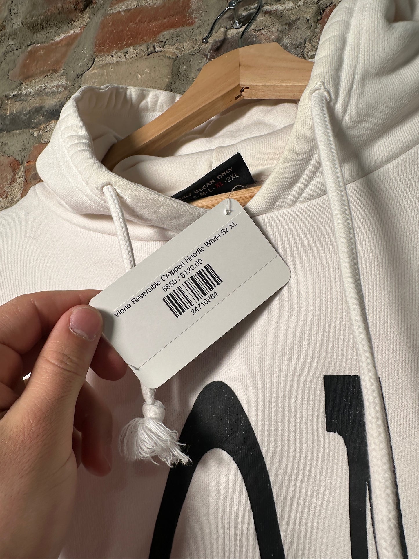 Vlone Reversible Cropped Hoodie White Sz XL