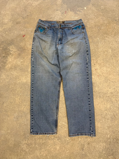 (38 Wiast) Y2K Embroidered Jinzu Jeans
