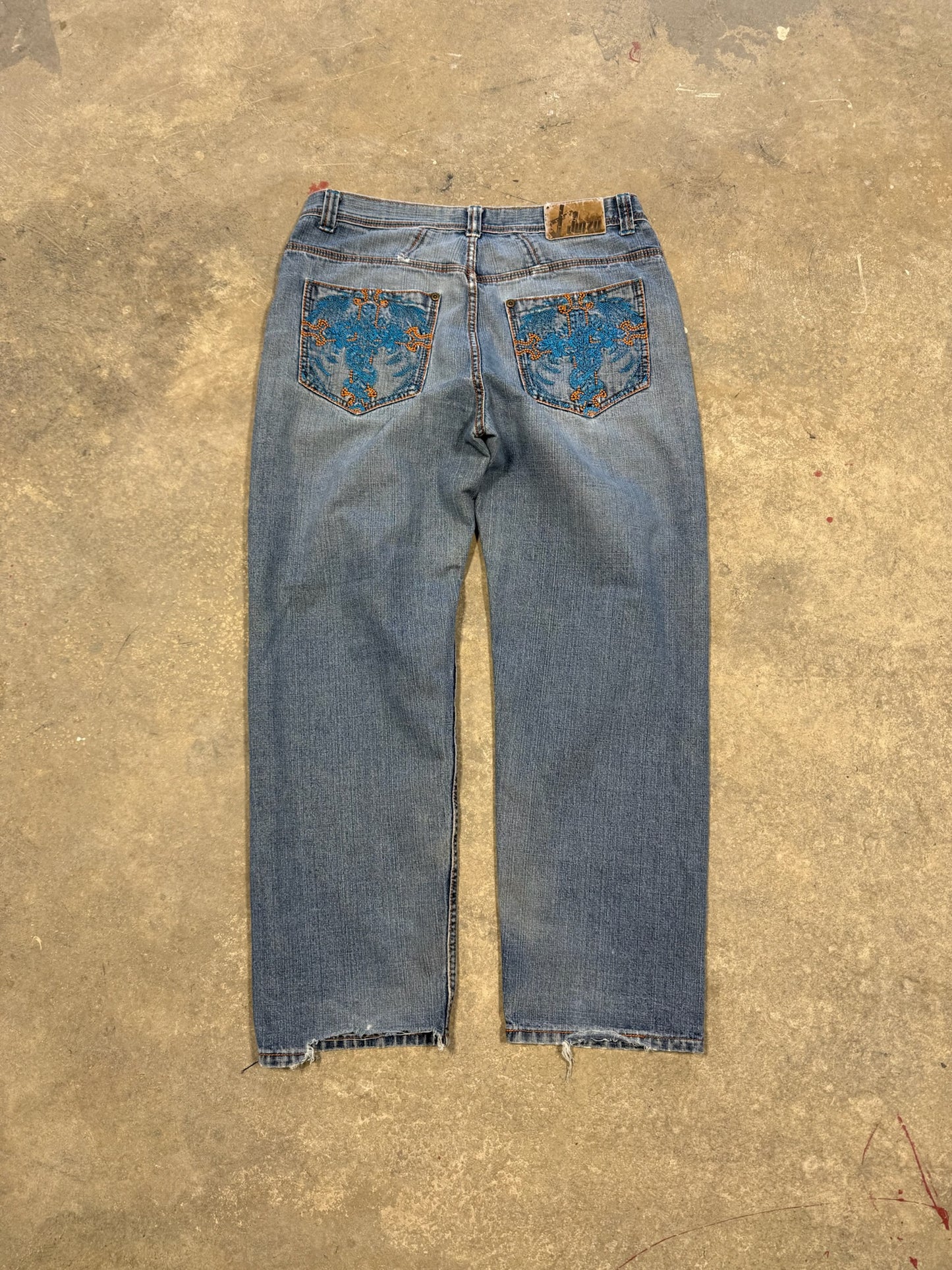 (38 Wiast) Y2K Embroidered Jinzu Jeans