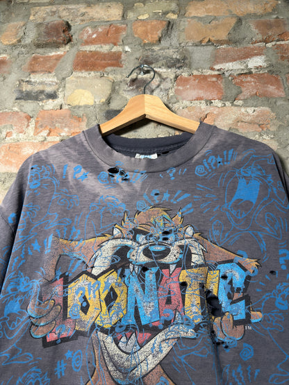 90s Loonatic Taz AOP Thrashed Tee Sz XL