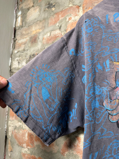 90s Loonatic Taz AOP Thrashed Tee Sz XL