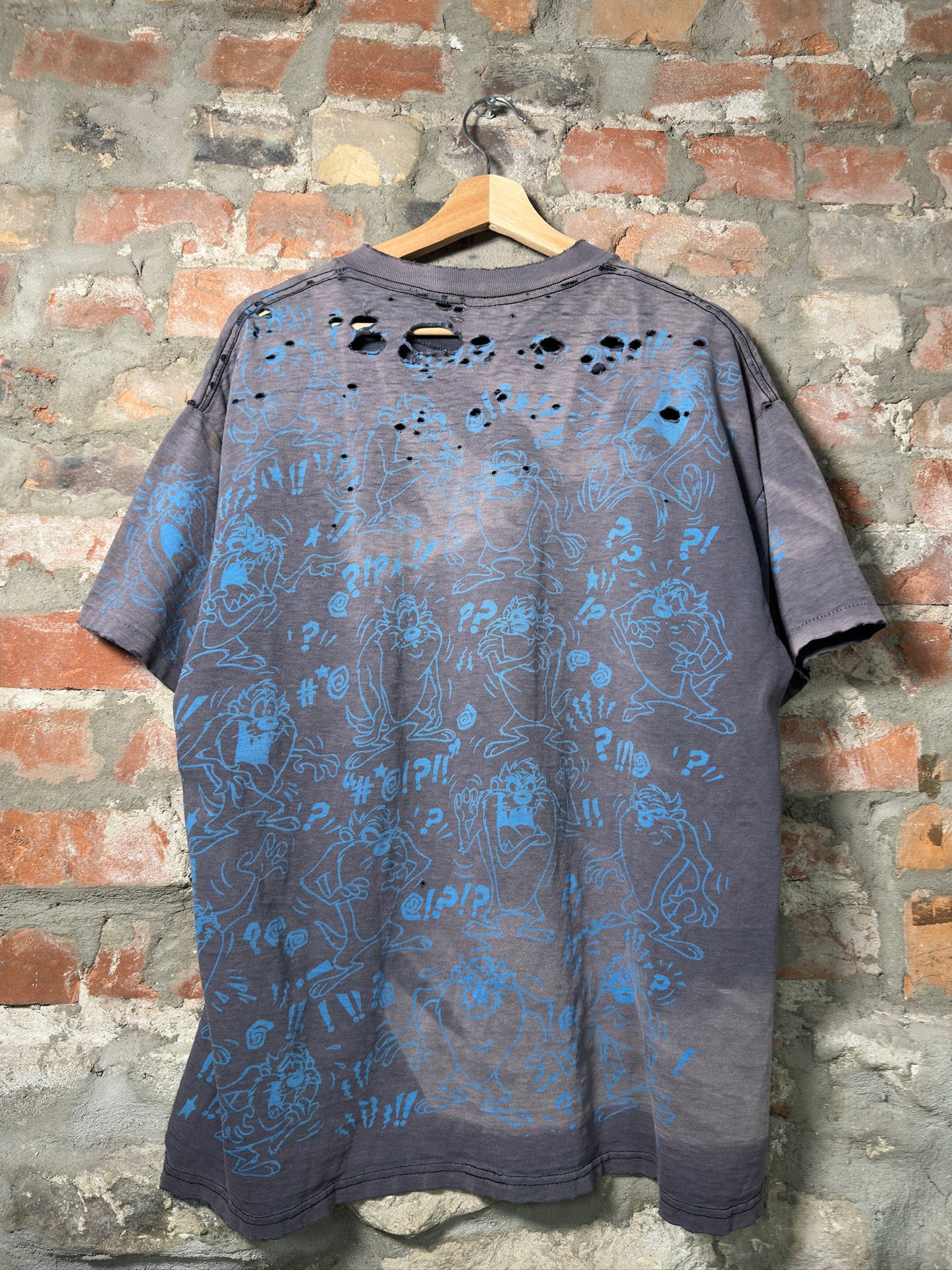 90s Loonatic Taz AOP Thrashed Tee Sz XL