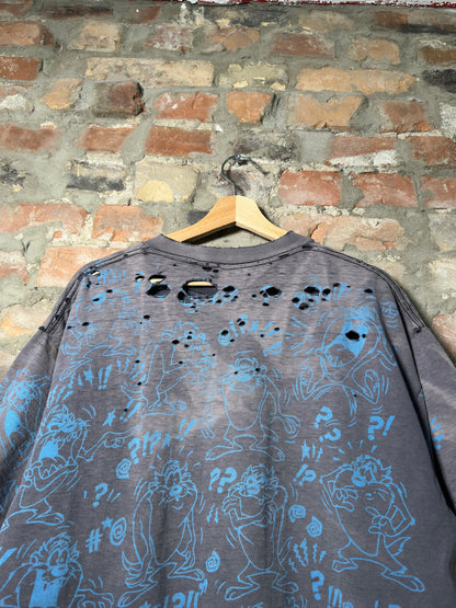 90s Loonatic Taz AOP Thrashed Tee Sz XL