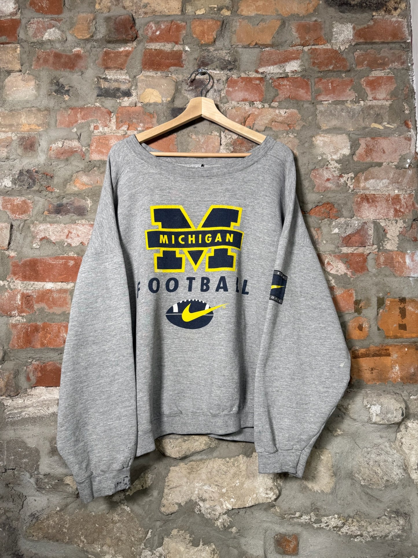00s Nike Michigan Football Grey Crewneck Sz XL