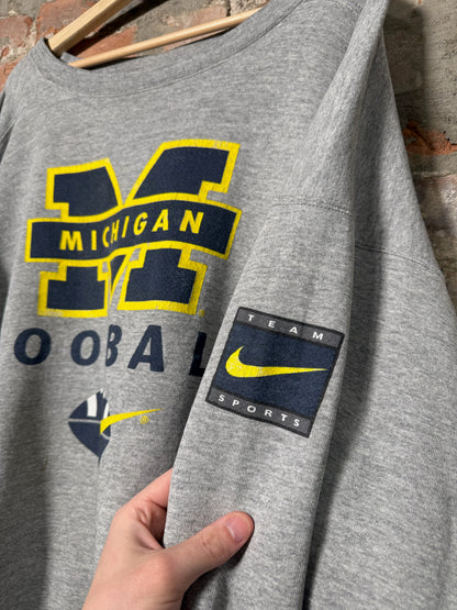 00s Nike Michigan Football Grey Crewneck Sz XL